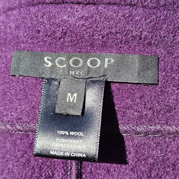 Scoop NYC purple wool & leather coat - Picture 3 of 6
